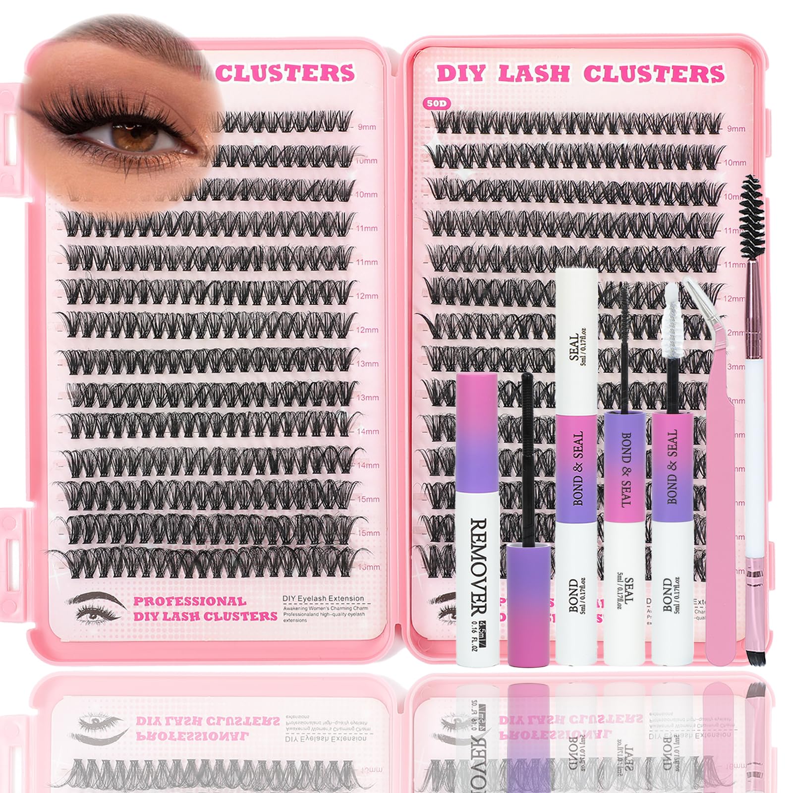 ISTGIFT Lash Clusters Kit | 560 Pcs 9-16mm D Curl Fluffy Wispy Extensions