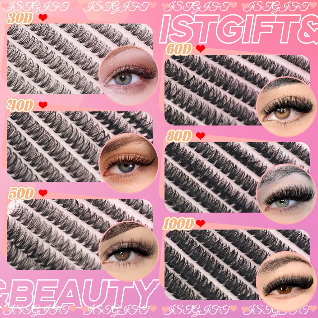 ISTGIFT Lash Clusters Kit — 560 Pcs, 9–16mm D Curl Fluffy Wispy Lashes