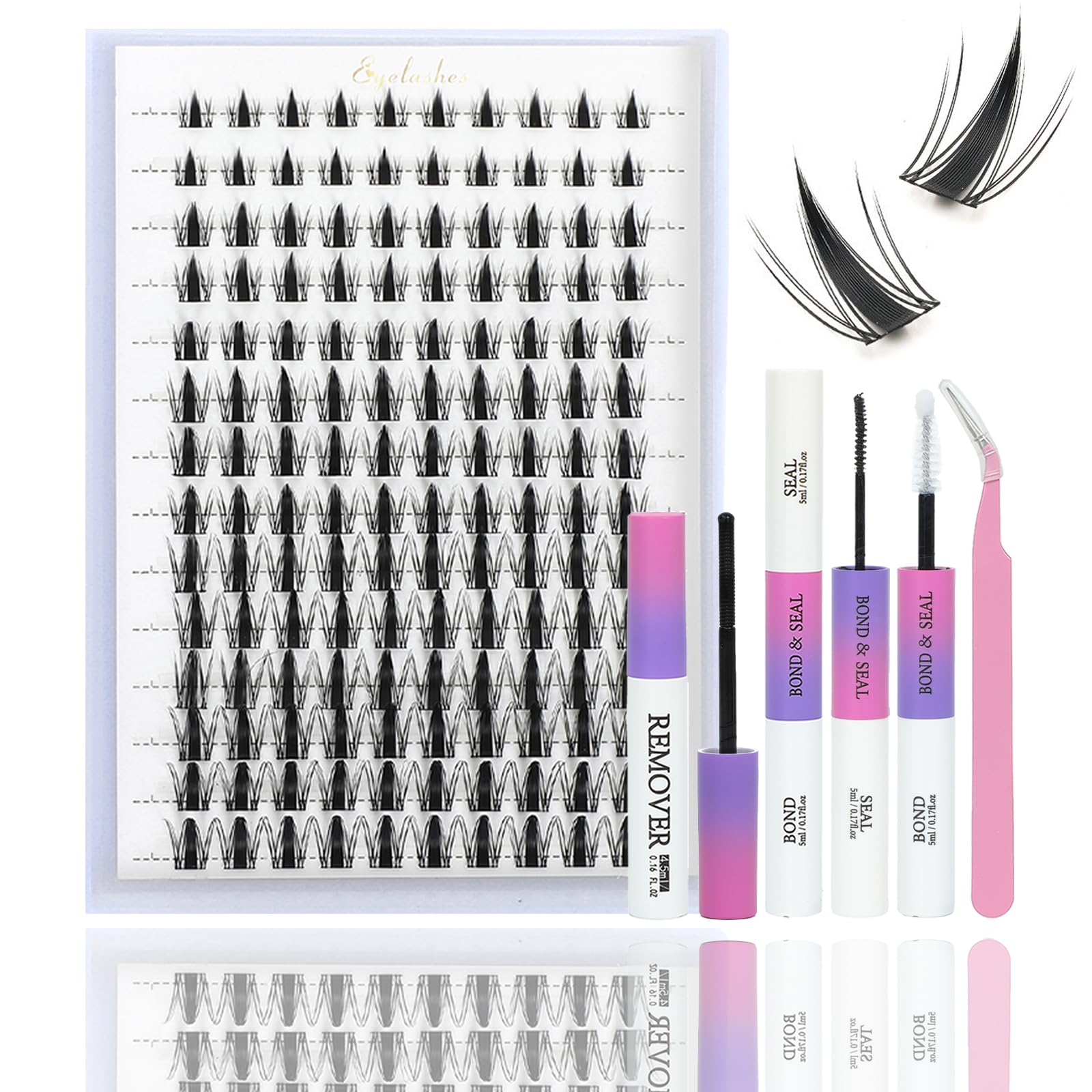 ISTGIFT Manga Lash Clusters Kit with D Curl – Fluffy Wispy Lashes, Bond & Seal, Remover & Tweezers