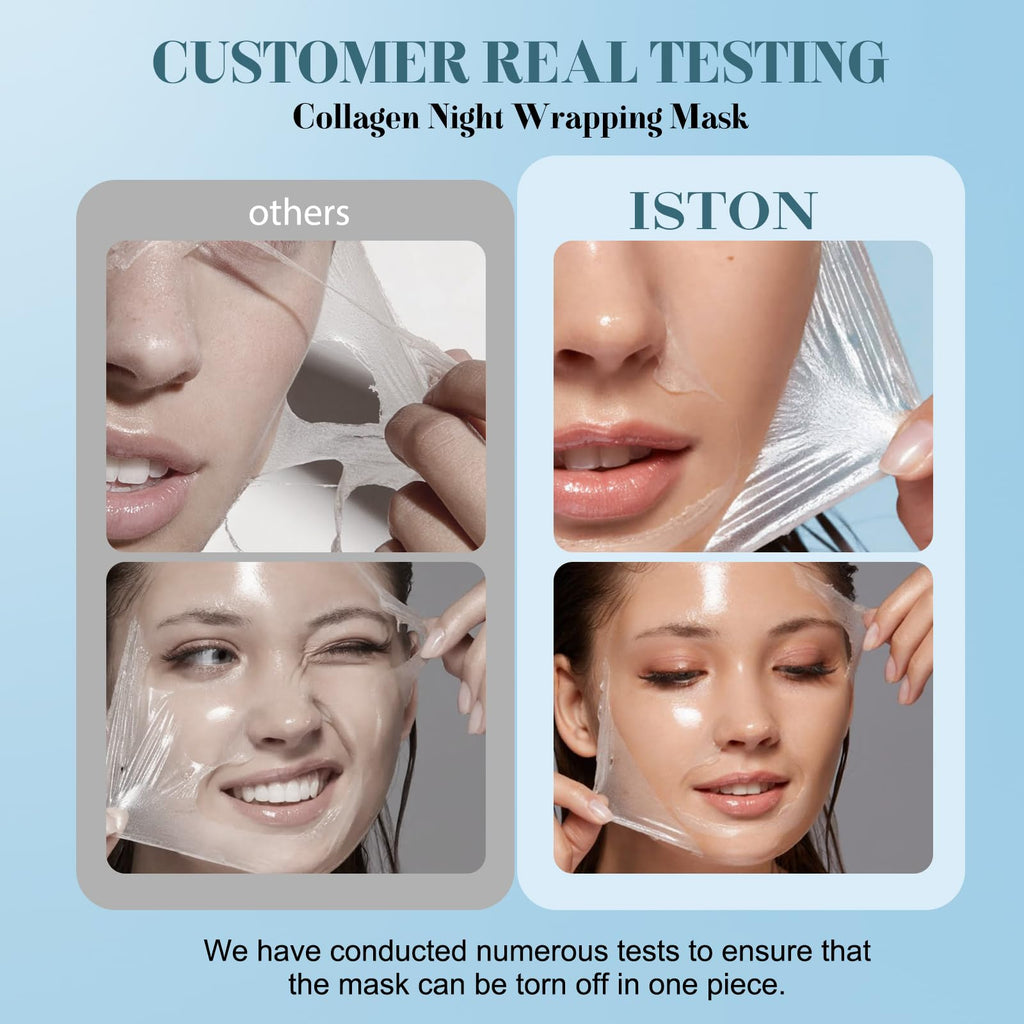 ISTON Collagen Night Wrapping Mask for Glass Skin – Elasticity & Hydration Boost | Easy Peel-Off Facial Mask