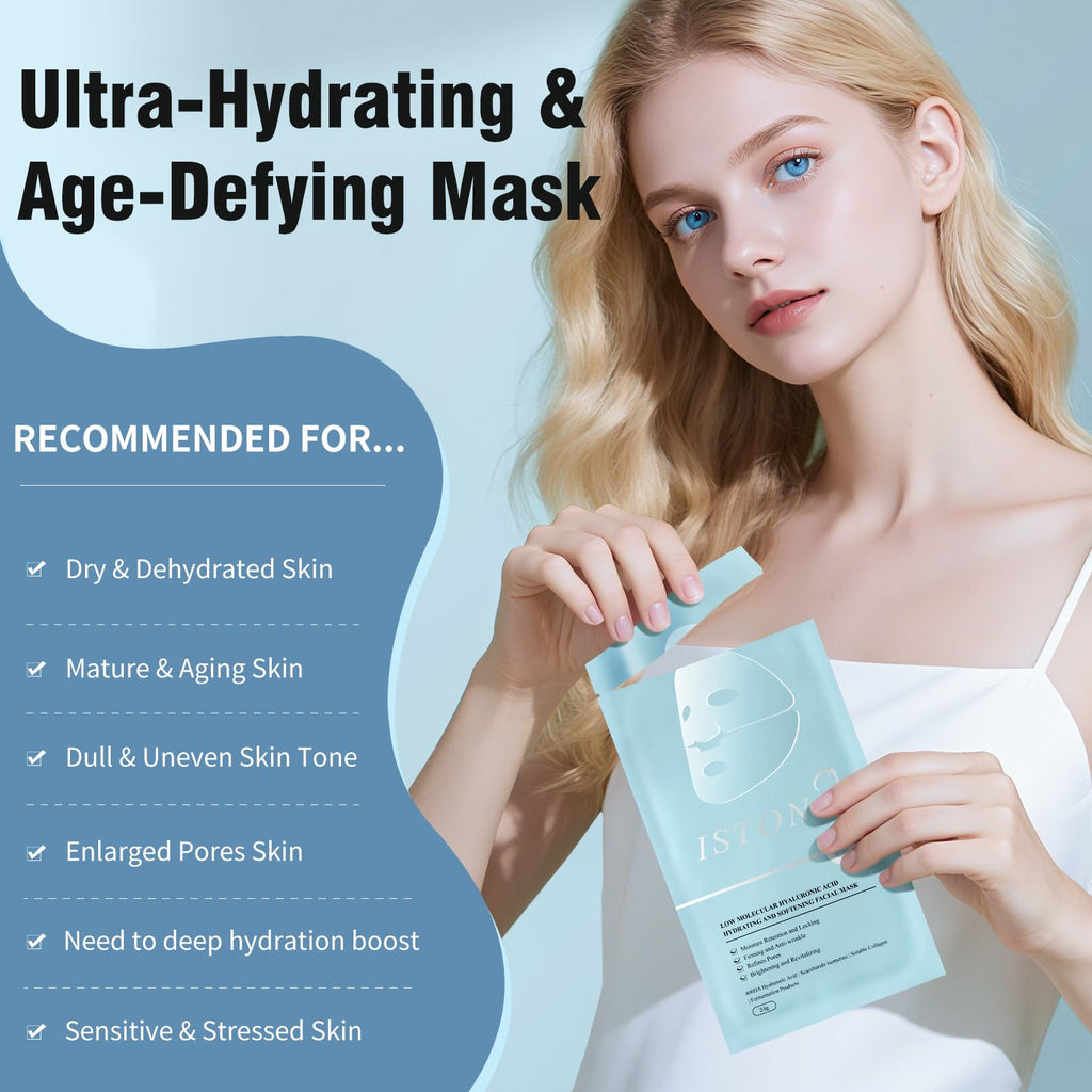 ISTON Overnight Collagen Mask – Intense Hydration & Anti-Aging, 5 Hyaluronic Acids, 4-Pack