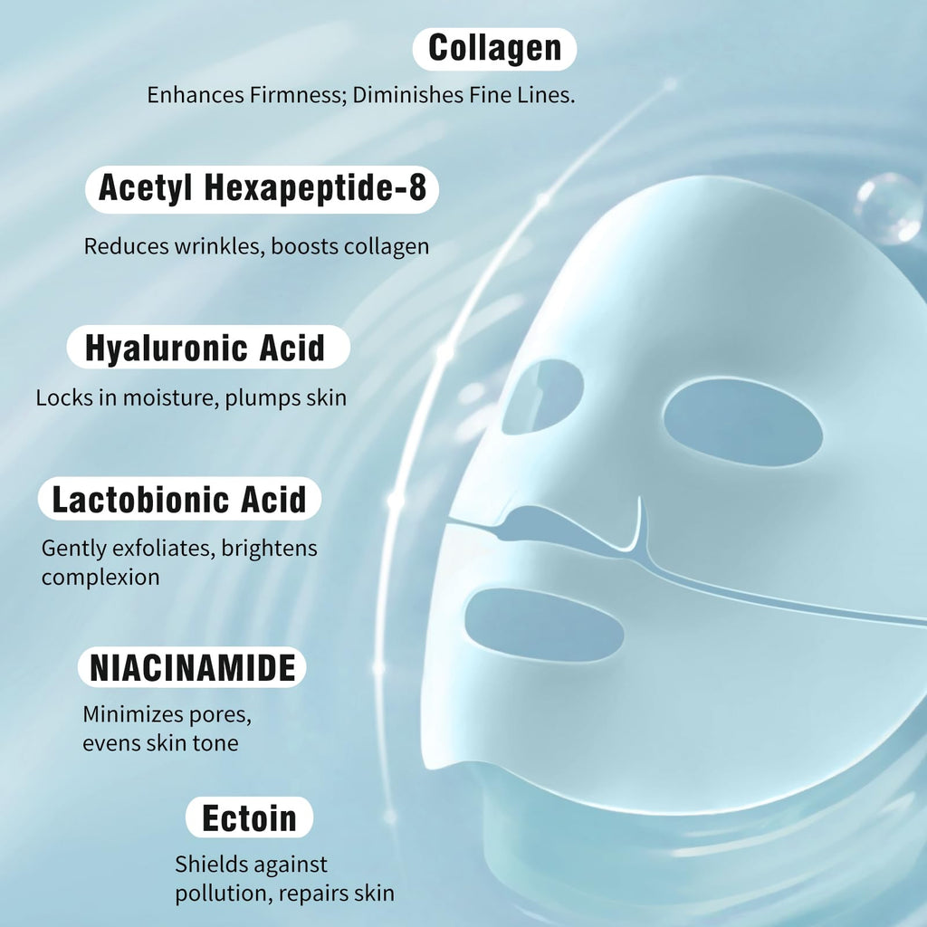 ISTON Overnight Collagen Mask – Intense Hydration & Anti-Aging, 5 Hyaluronic Acids, 4-Pack