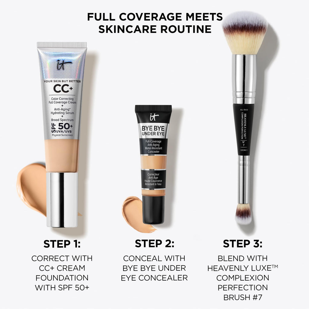 IT Cosmetics Bye Bye Under Eye Concealer Travel (Medium) – Water-Resistant Full Coverage for Dark Circles & Redness