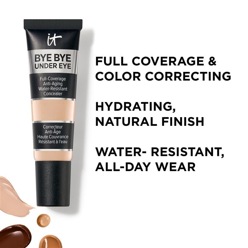 IT Cosmetics Bye Bye Under Eye Concealer Travel (Medium) – Water-Resistant Full Coverage for Dark Circles & Redness