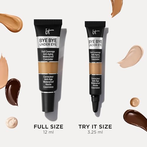 IT Cosmetics Bye Bye Under Eye Concealer Travel (Medium) – Water-Resistant Full Coverage for Dark Circles & Redness