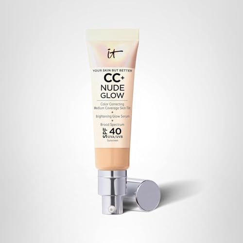 IT Cosmetics CC+ Nude Glow Medium Coverage Foundation SPF 40 & Brightening Serum – 1.08 fl oz