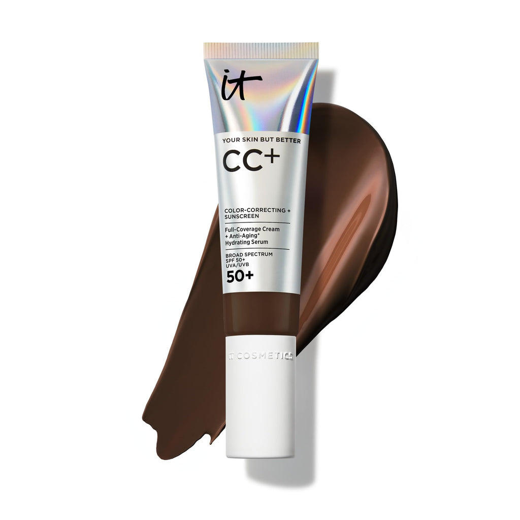 IT Cosmetics CC+ Cream Deep Cool – SPF 50+ Full-Coverage Foundation with Hyaluronic Acid & Peptides