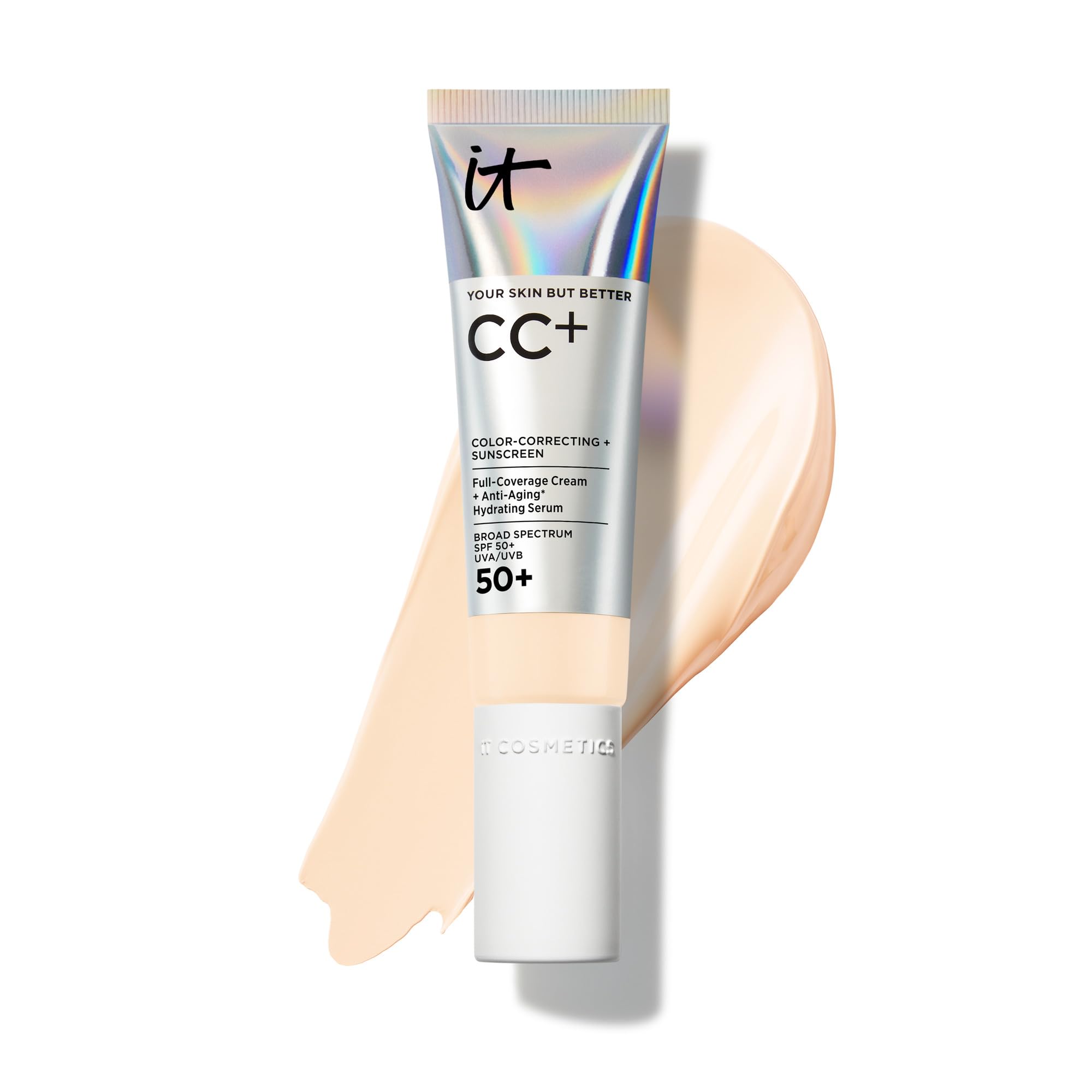IT Cosmetics CC+ Cream Fair Warm – Full Coverage Foundation with SPF 50+