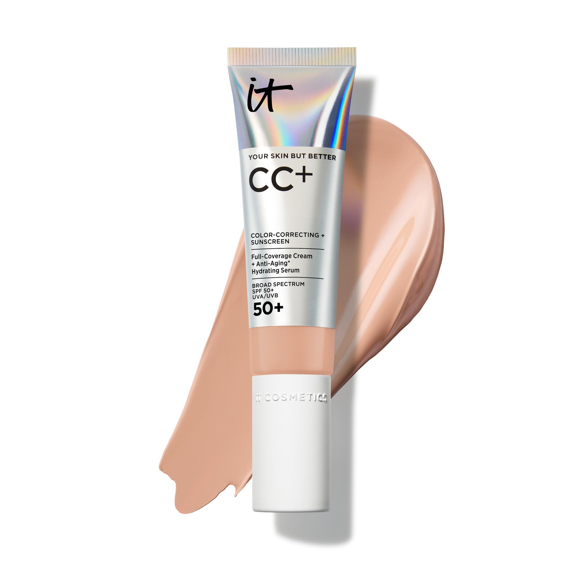 IT Cosmetics CC+ Cream (Medium Cool) – SPF 50+ Full-Coverage Foundation & Anti-Aging Serum