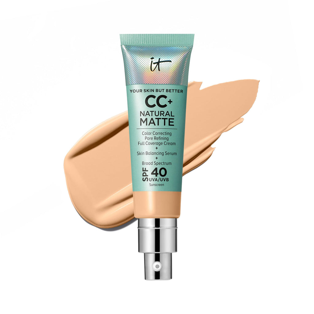 IT Cosmetics CC+ Cream Natural Matte SPF 40 – Poreless Full Coverage Foundation (Light Medium Warm)