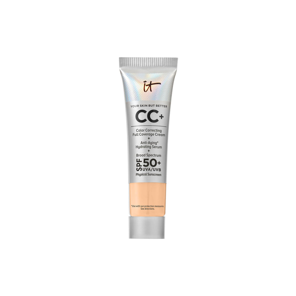 IT Cosmetics CC+ Cream Travel (Light Medium Warm) – SPF 50+ Full Coverage Foundation & Anti-Aging Hydrating Serum