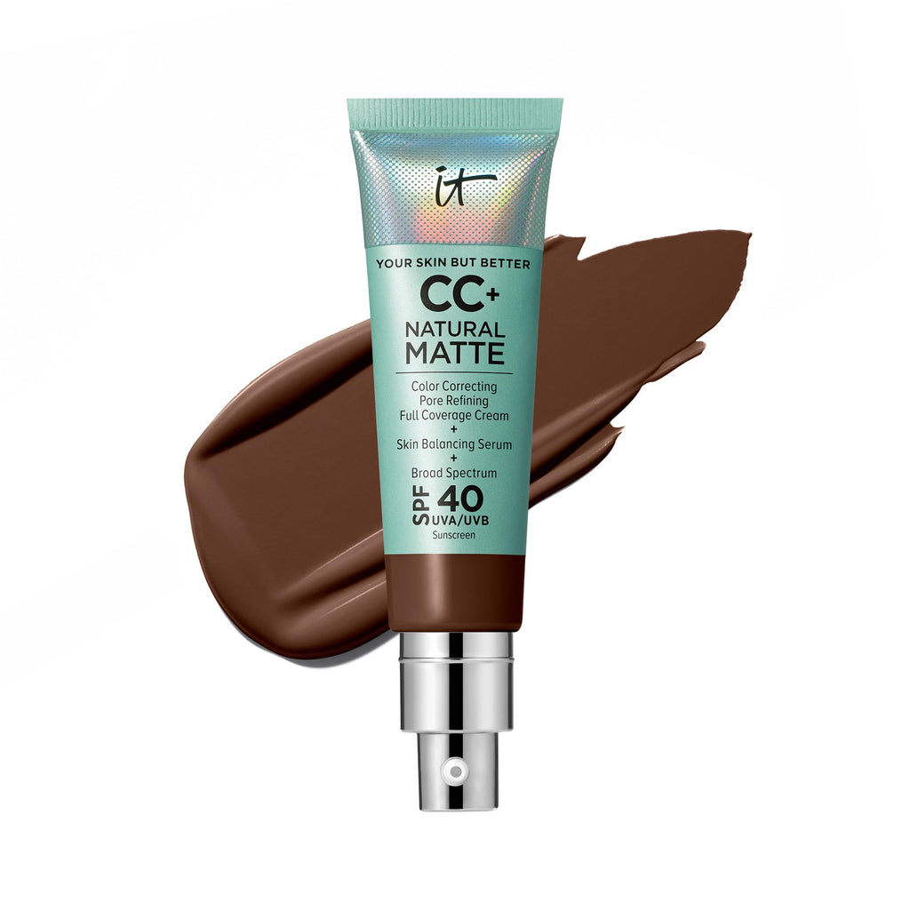 IT Cosmetics CC+ Natural Matte Deep Mocha — SPF 40, Poreless Full-Coverage Matte Foundation