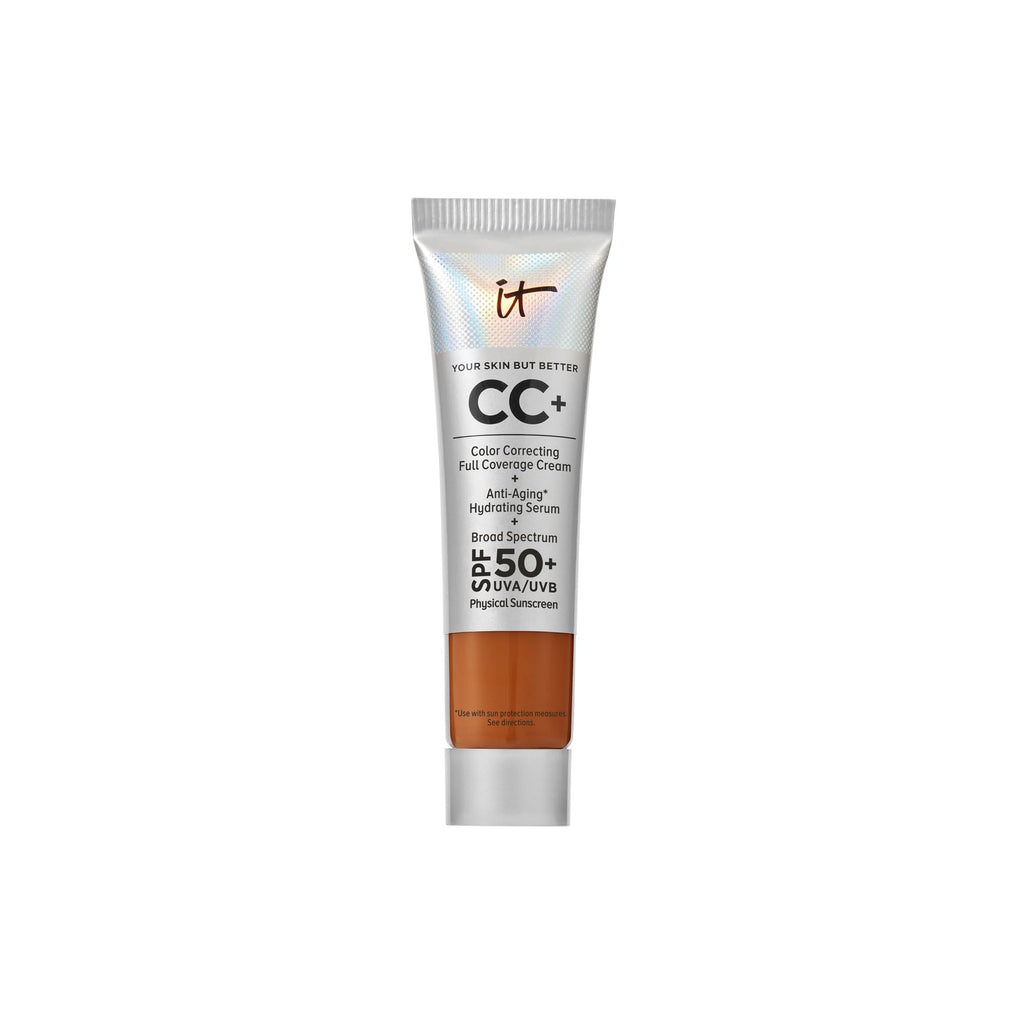 IT Cosmetics CC+ Cream Travel Rich Honey – SPF 50+ Full Coverage Foundation + Hyaluronic Acid & Peptides