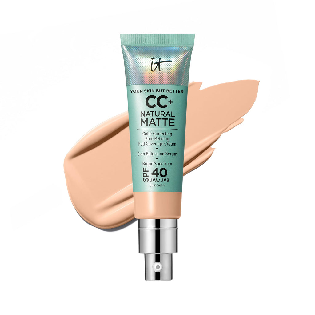 IT Cosmetics CC+ Cream Natural Matte SPF 40 — Poreless Full-Coverage Foundation for Oily/Combination Skin | Light Cool