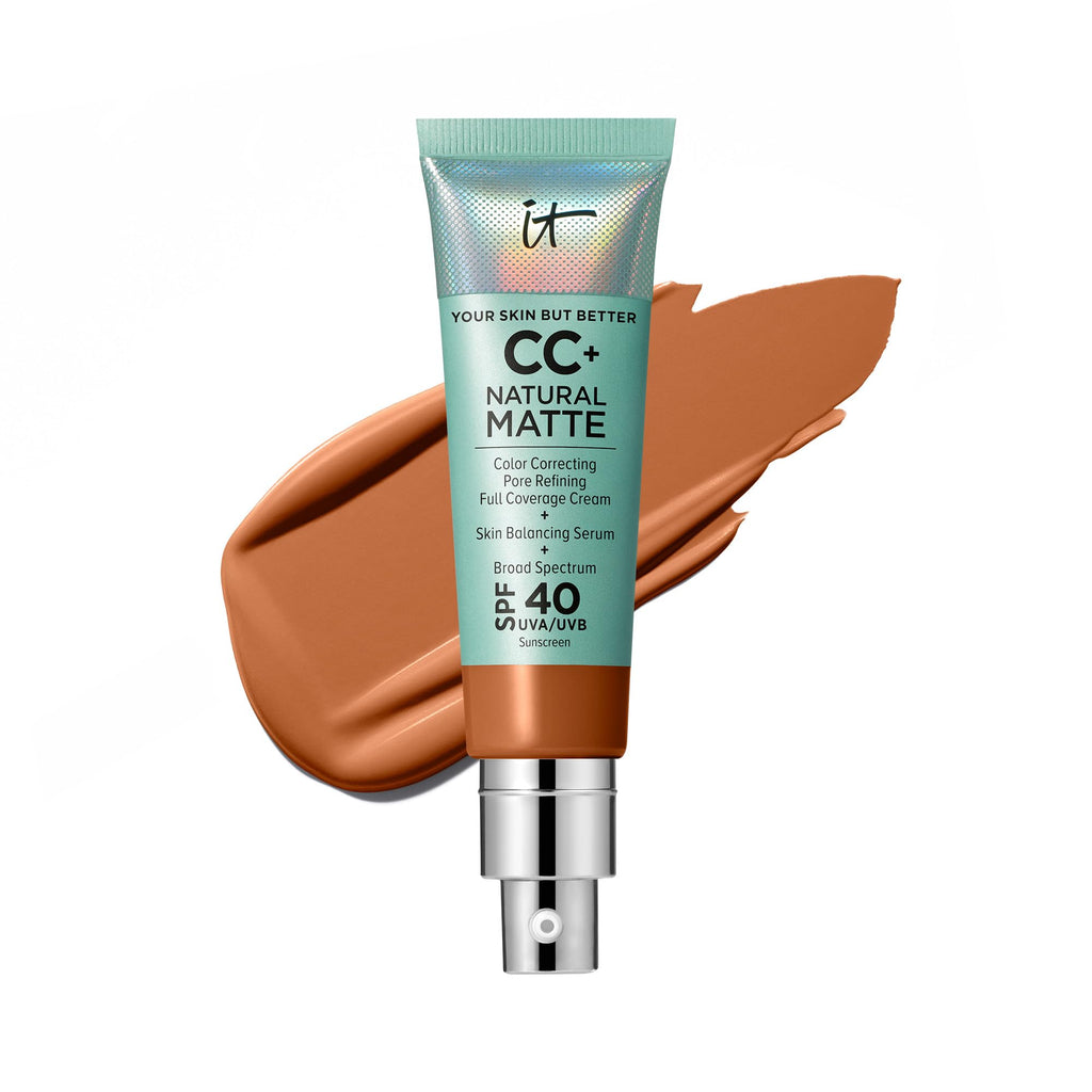 IT Cosmetics CC+ Cream Natural Matte Rich Cool SPF 40 | Poreless Full-Coverage Foundation, 1.08 fl oz