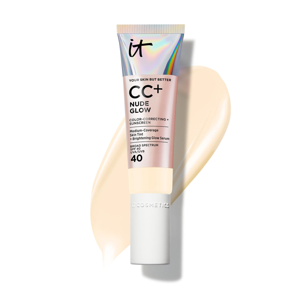IT Cosmetics CC+ Nude Glow Fair Ivory — SPF 40 Medium Coverage Skin Tint with 2% Niacinamide + Hyaluronic Acid