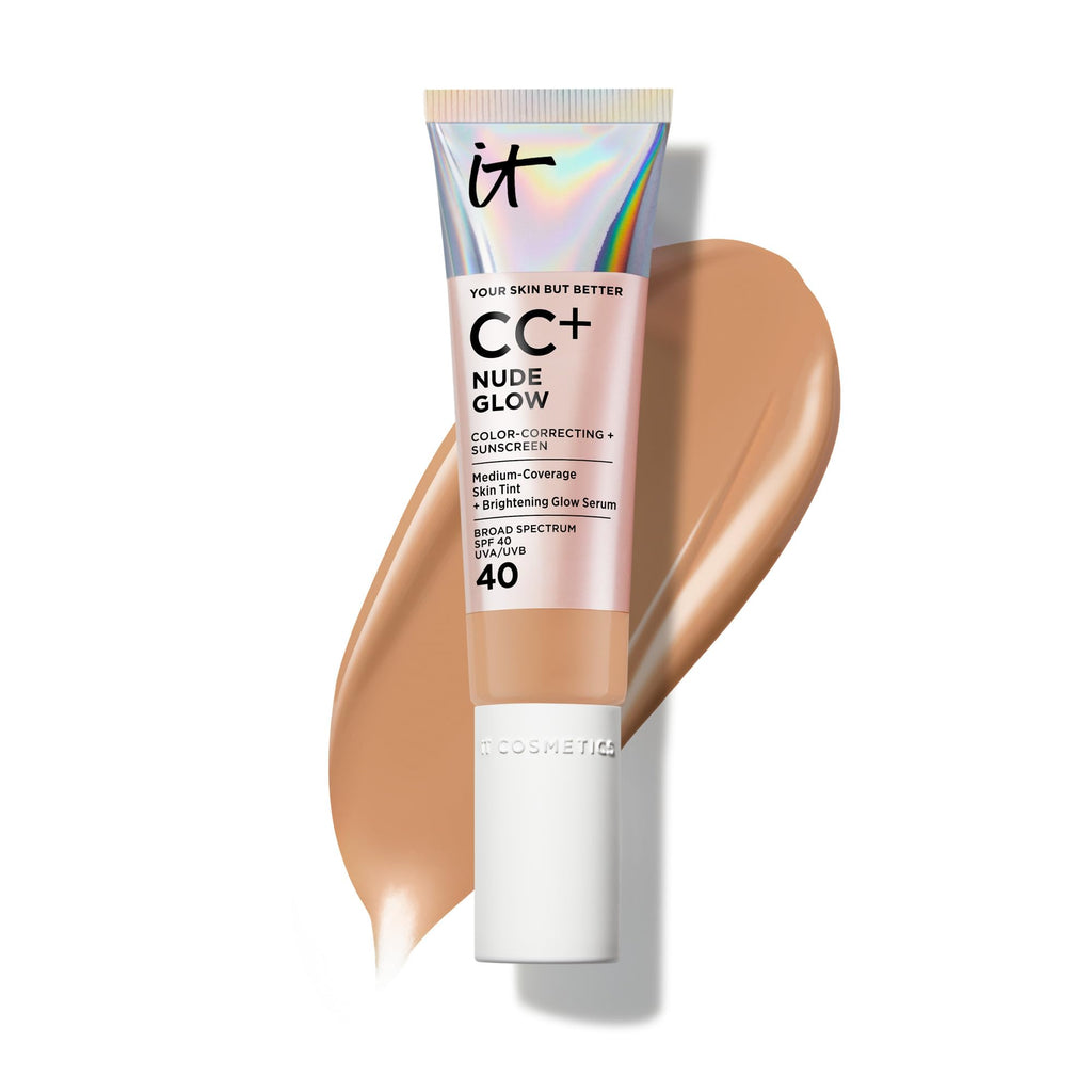 IT Cosmetics CC+ Nude Glow (Rich) — Medium Coverage Foundation with SPF 40, Brightening Serum, 2% Niacinamide