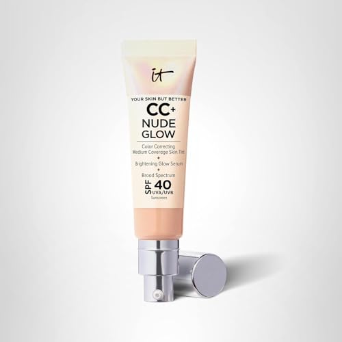 IT Cosmetics CC+ Nude Glow (Neutral Medium) – Medium Coverage Foundation with SPF 40 & Brightening Serum