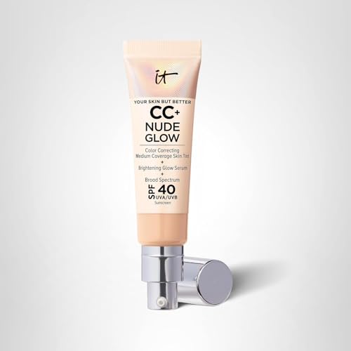 IT Cosmetics CC+ Nude Glow (Light Medium) — SPF 40 Skin Tint with Brightening Serum & 2% Niacinamide