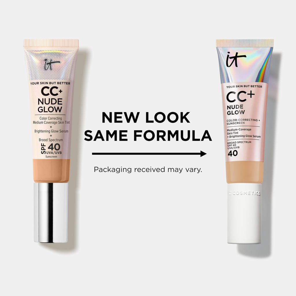 IT Cosmetics CC+ Nude Glow — Light Medium Warm, SPF 40, 24H Hydration