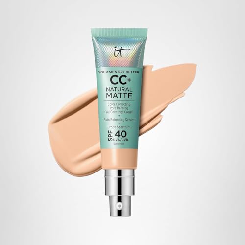 IT Cosmetics CC+ Cream Natural Matte SPF 40 — Poreless Full-Coverage Foundation for Oily/Combination Skin | Light Cool
