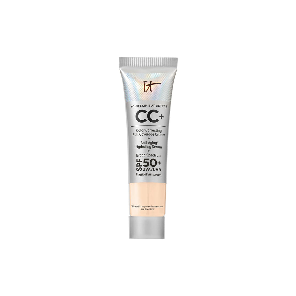 IT Cosmetics CC+ Cream Travel (Fair Warm) – SPF 50+ Full Coverage Foundation + Hydrating Anti-Aging Serum
