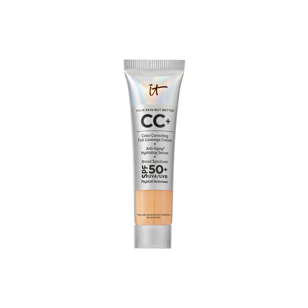 IT Cosmetics CC+ Cream Travel (Medium Tan) — SPF 50+ Full Coverage Foundation & Hydrating Anti-Aging Serum