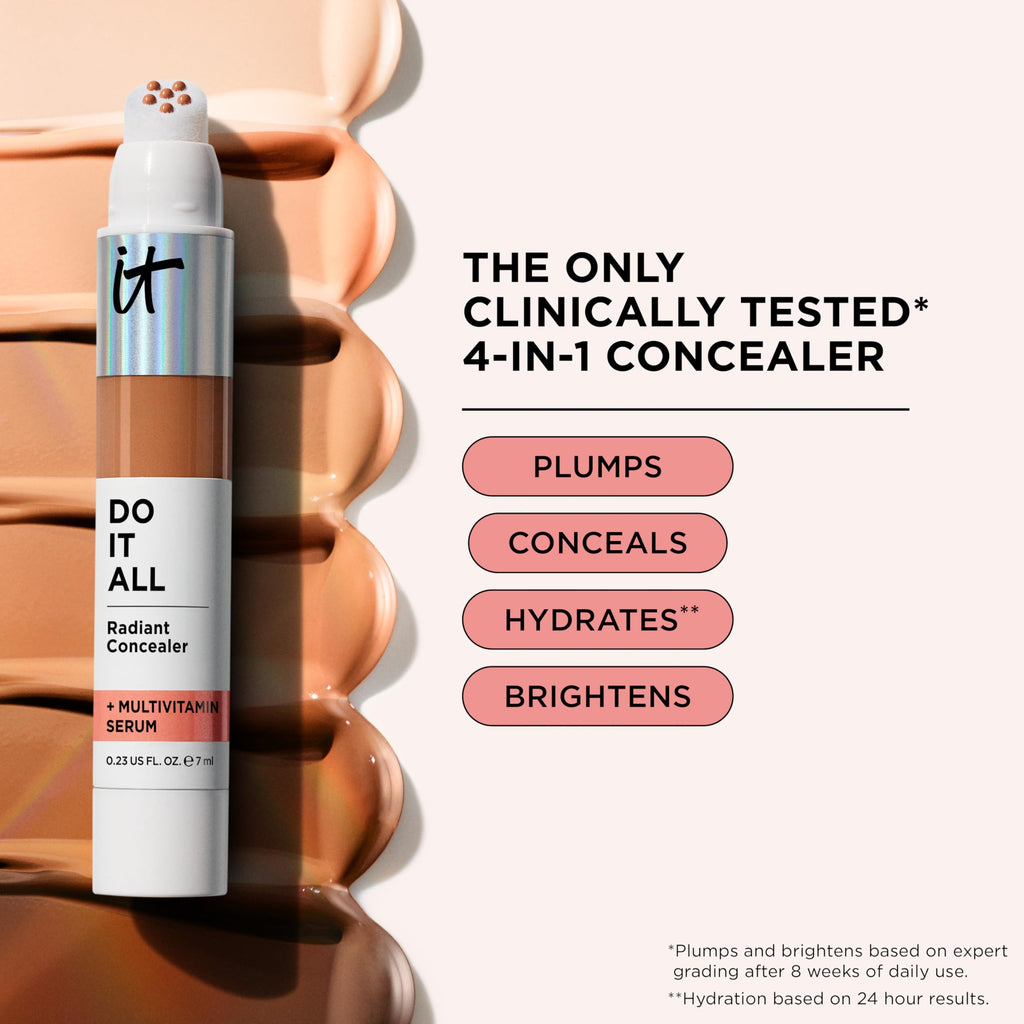 IT Cosmetics Do It All Radiant Concealer – 4-in-1 Hydration, Medium Coverage, Fairest Warm, 0.2 oz