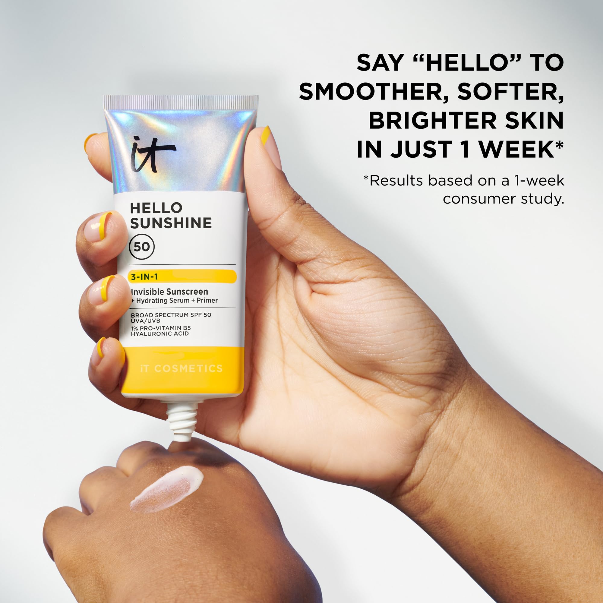 IT Cosmetics Hello Sunshine Invisible Sunscreen SPF 50 — 3-in-1 Hydrating Serum, Primer & Clear Face Sunscreen (2.7 fl oz)