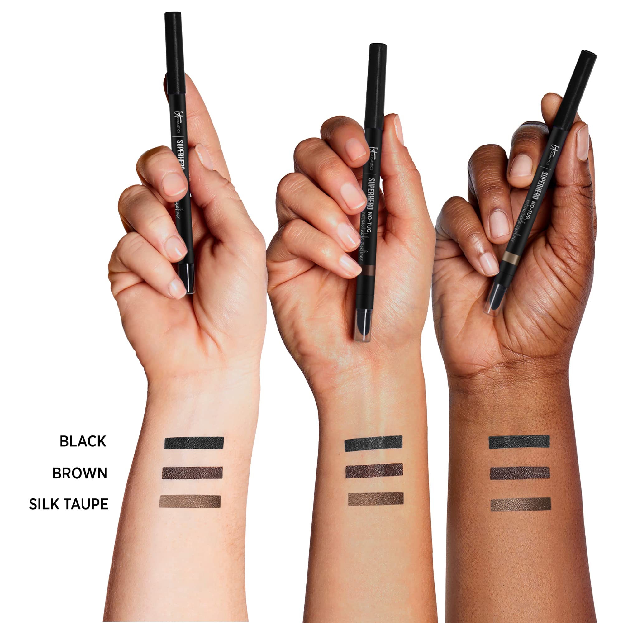 IT Cosmetics Superhero No-Tug Retractable Eyeliner – Brown, Waterproof, All-Day Wear