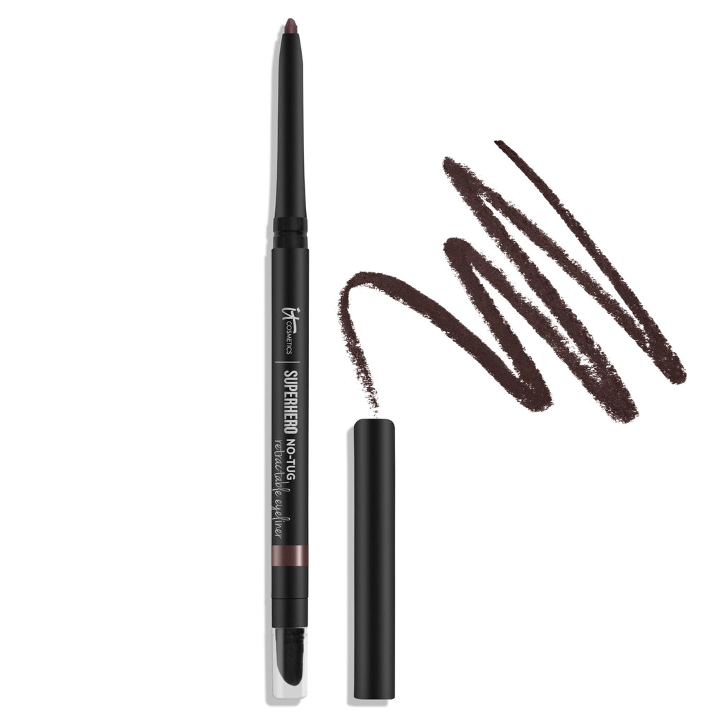 IT Cosmetics Superhero No-Tug Retractable Eyeliner – Brown, Waterproof, All-Day Wear