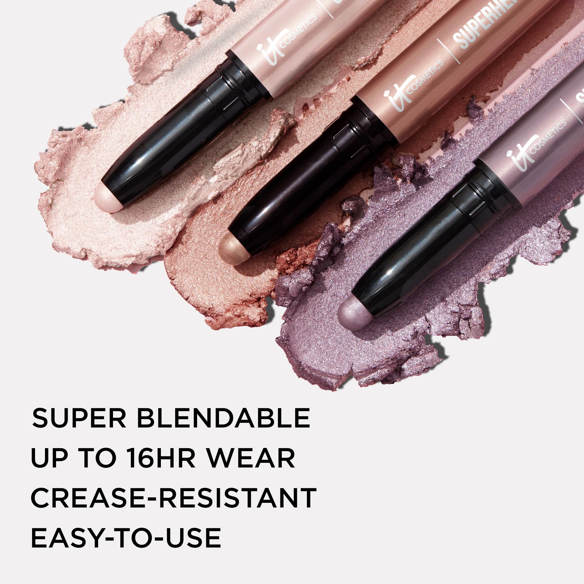 IT Cosmetics Superhero No-Tug Waterproof Shadow Stick – Super Slate (Metallic Pewter) | Built-In Primer, Long-Wear