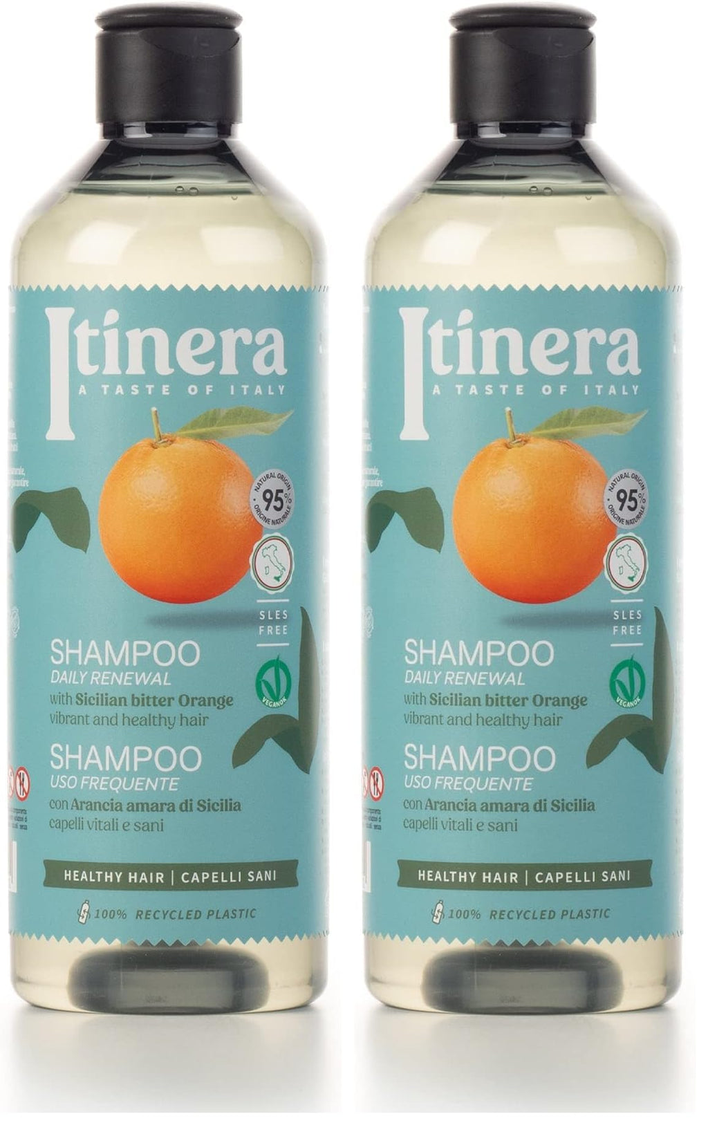 ITÍNERA Itinera Daily Renewal Shampoo with Sicilian Bitter Orange – Vibrant Hair, 95% Natural Origin, Vegan (2-Pack)