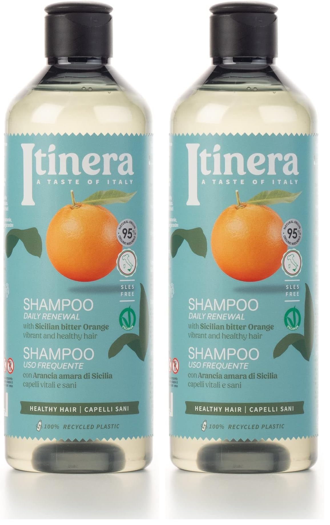 ITÍNERA Itinera Daily Renewal Shampoo with Sicilian Bitter Orange – Vibrant Hair, 95% Natural Origin, Vegan (2-Pack)