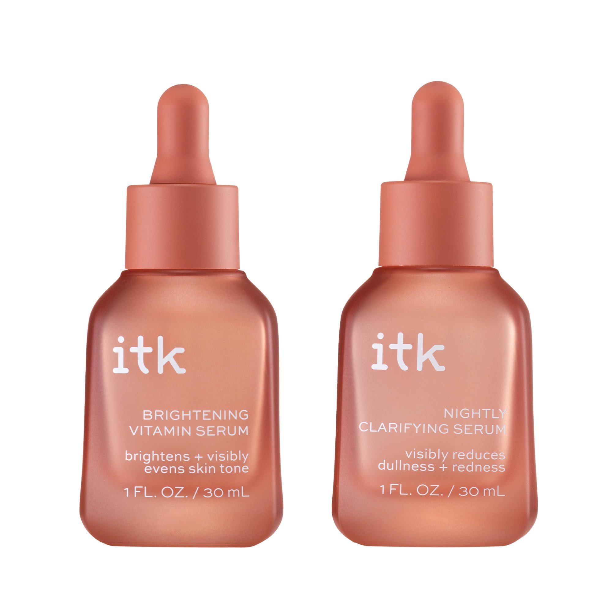 ITK Skincare 2-Part Serum Set | Brightening Vitamin C AM Serum + Bakuchiol PM Serum