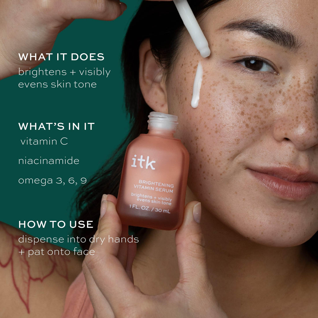 ITK Skincare 2-Part Serum Set | Brightening Vitamin C AM Serum + Bakuchiol PM Serum