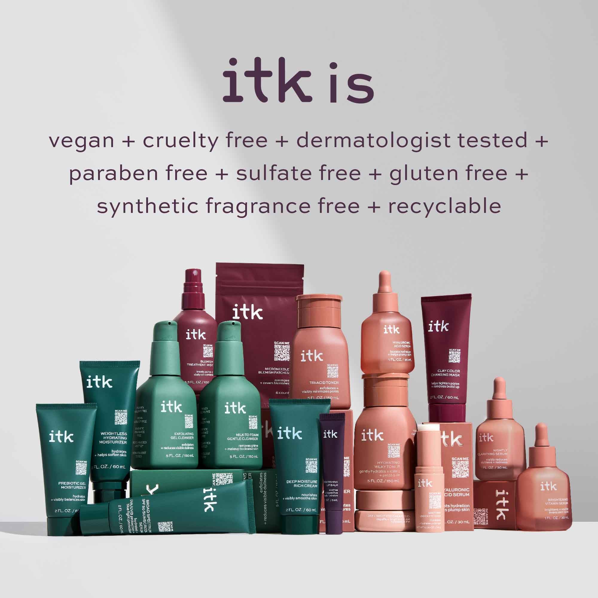 ITK Skincare 2-in-1 Milk-To-Foam Cleanser + Weightless Hydrating Moisturizer | Makeup Remover & Hydration Set