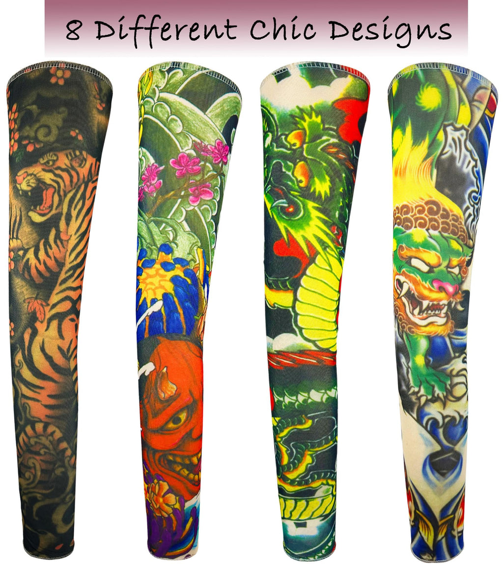 iToolai Temporary Tattoo Sleeves for Men – 8-Piece Dragon Design Set, UV Protection & Cooling