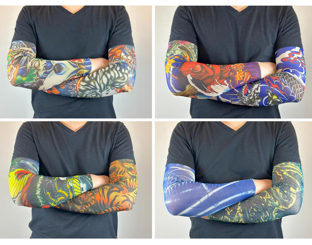 iToolai Temporary Tattoo Sleeves for Men – 8-Piece Dragon Design Set, UV Protection & Cooling