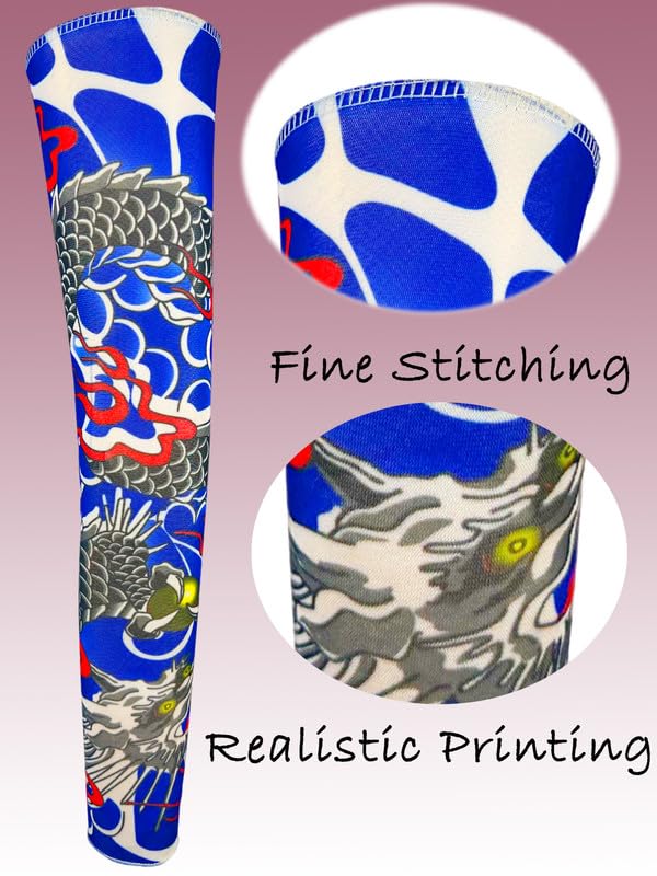 iToolai Temporary Tattoo Sleeves for Men – 8-Piece Dragon Design Set, UV Protection & Cooling