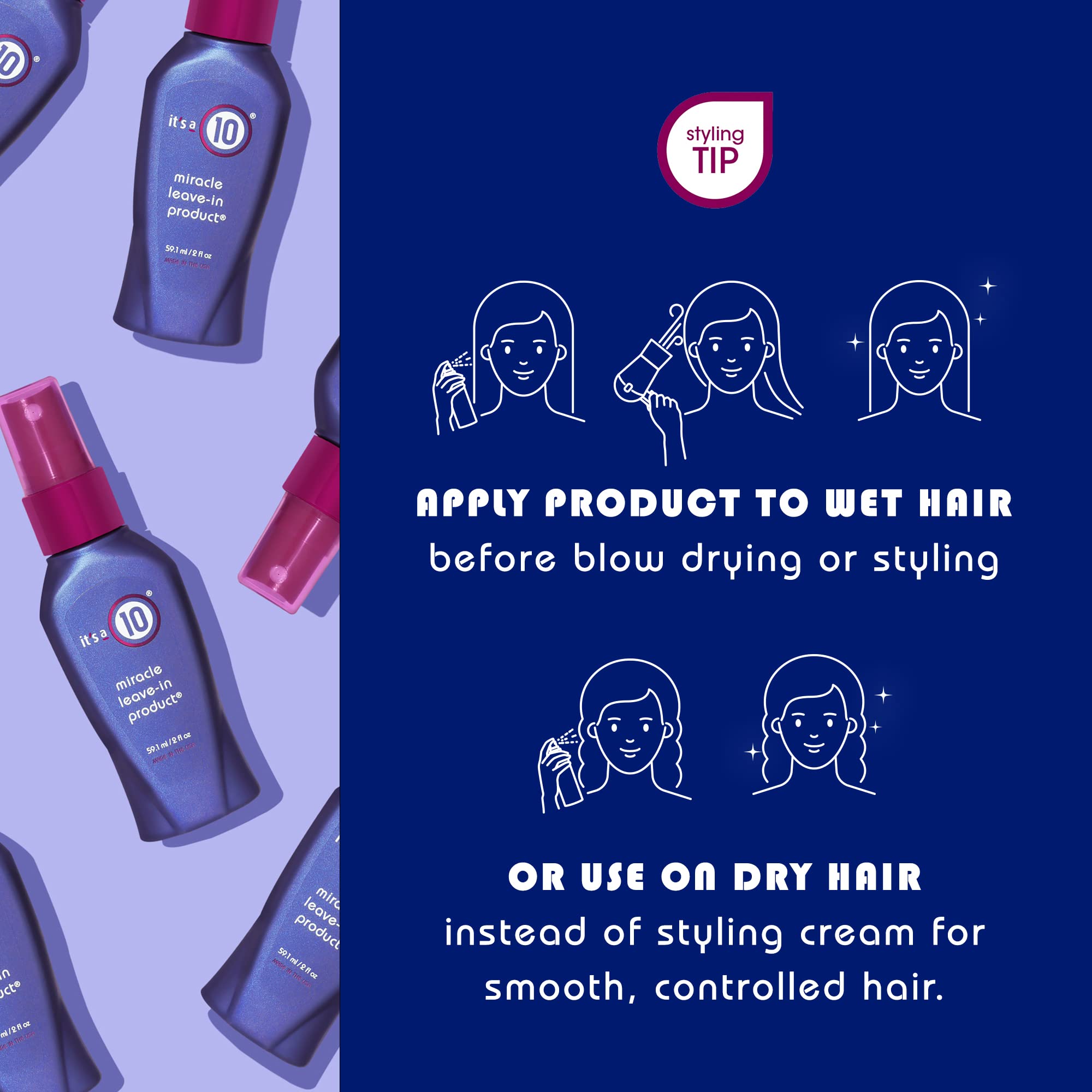It's a 10 Haircare Miracle Leave-In – 2 fl oz x 2 Pack | Detangle, Hydrate, Shine