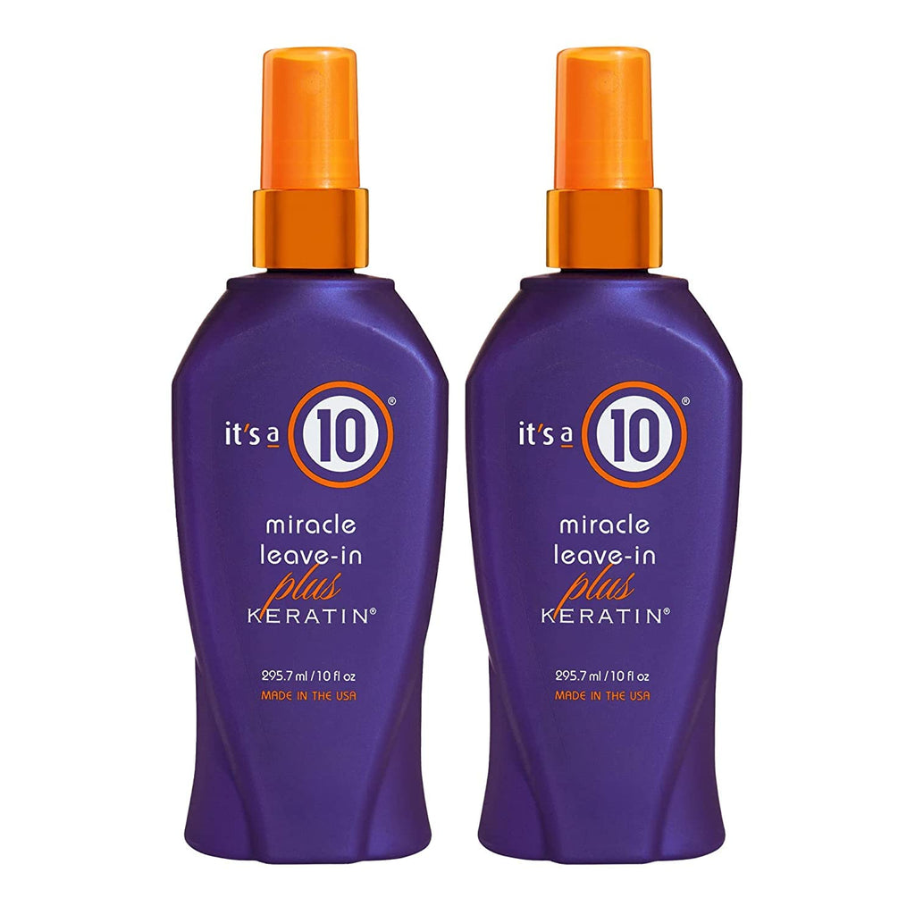 It's a 10 Haircare Miracle Leave-In Plus Keratin Spray – 10 fl oz (Pack of 2) | Detangler & Heat Protectant