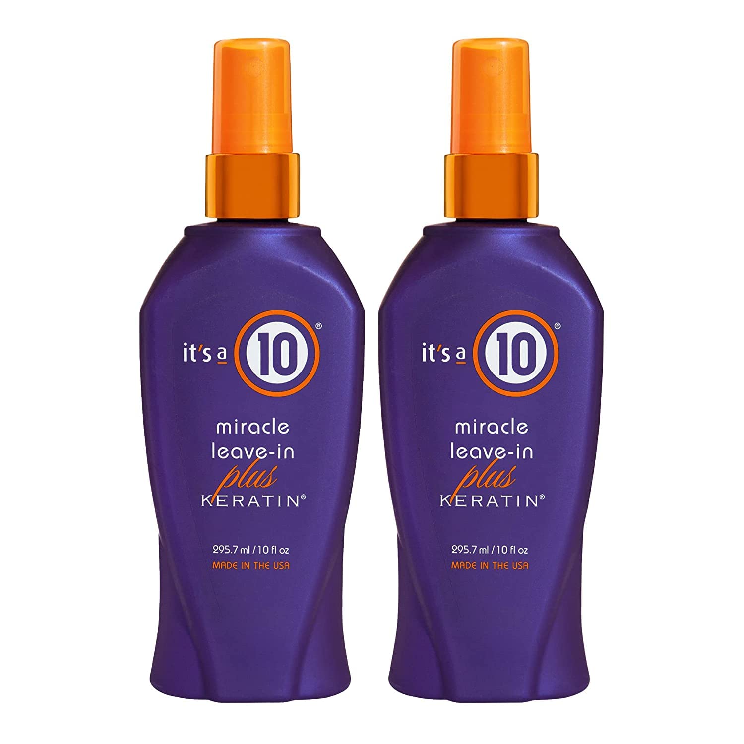 It's a 10 Haircare Miracle Leave-In Plus Keratin Spray – 10 fl oz (Pack of 2) | Detangler & Heat Protectant