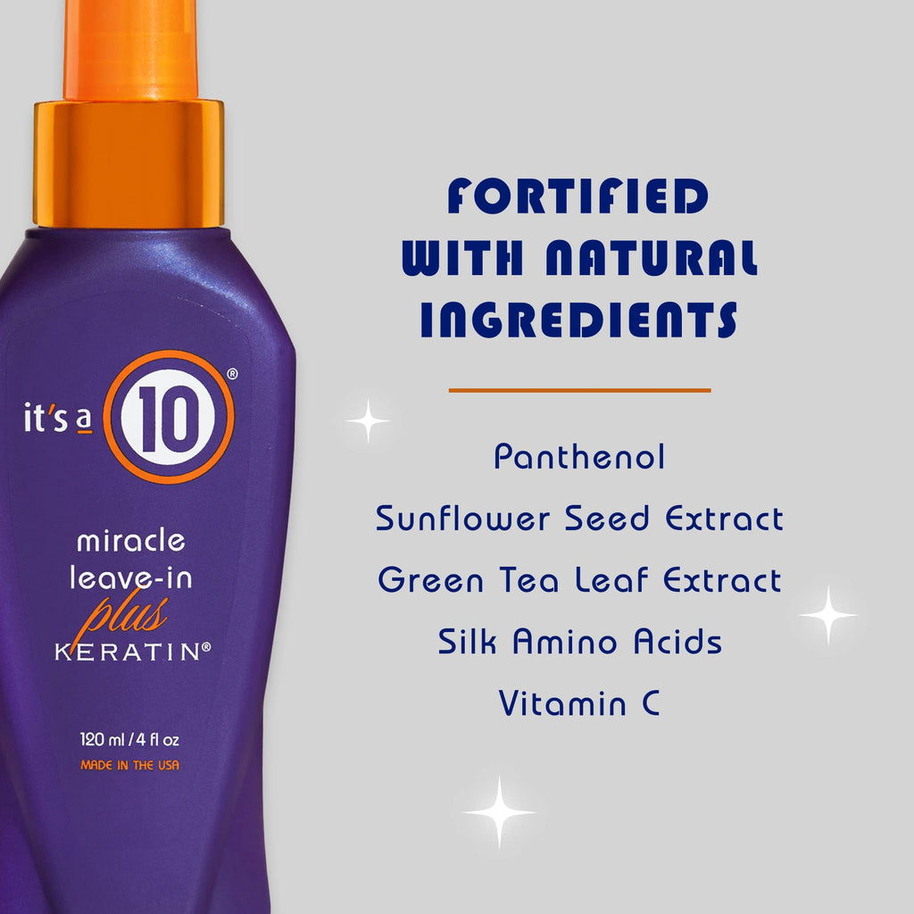 It's a 10 Haircare Miracle Leave-In Plus Keratin Spray – Pack of 4, 4 fl oz each