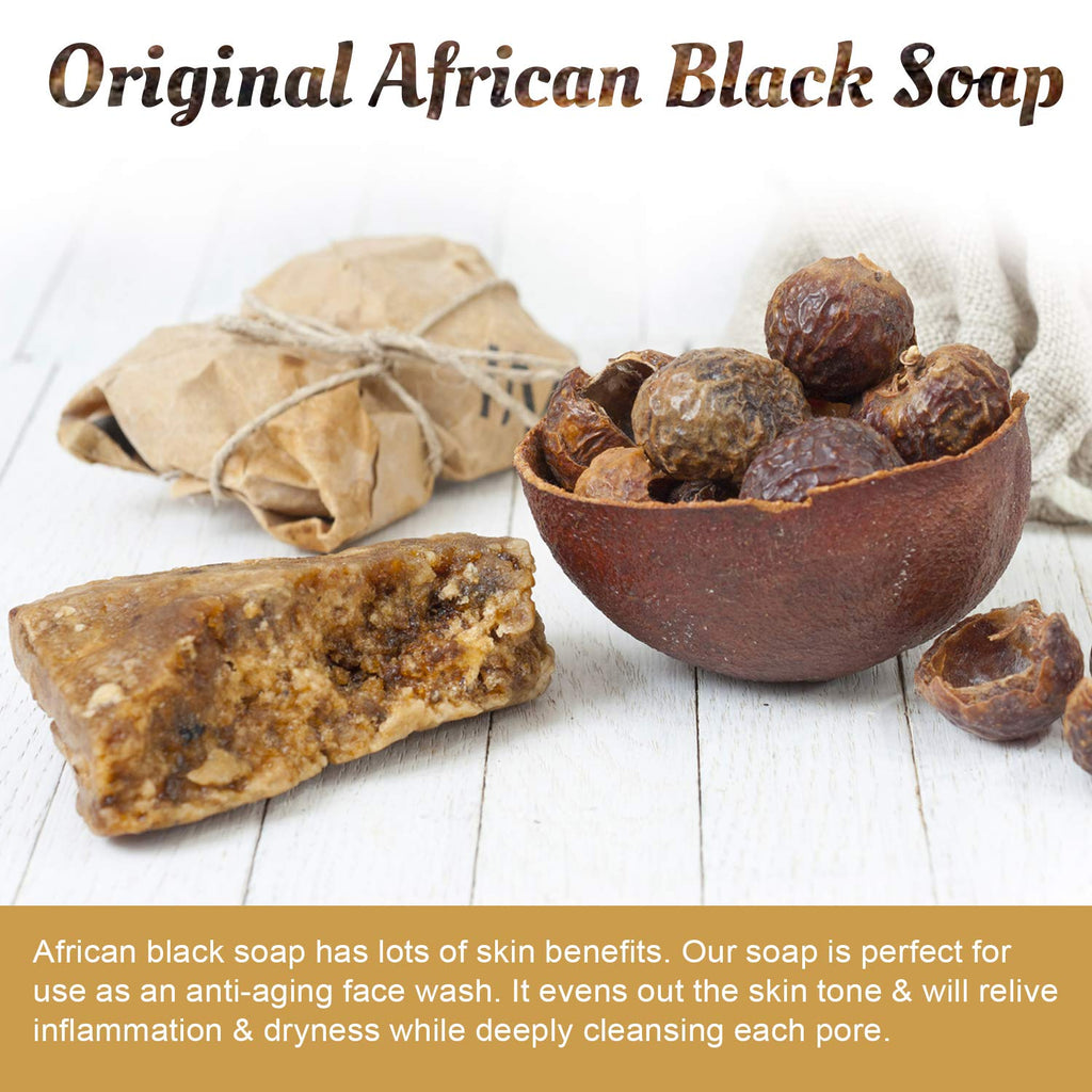 It's Pure Natural African Black Soap Bars with Coconut Oil – Pack of 3, Organic Raw Soap for Face & Body (Made in Ghana)