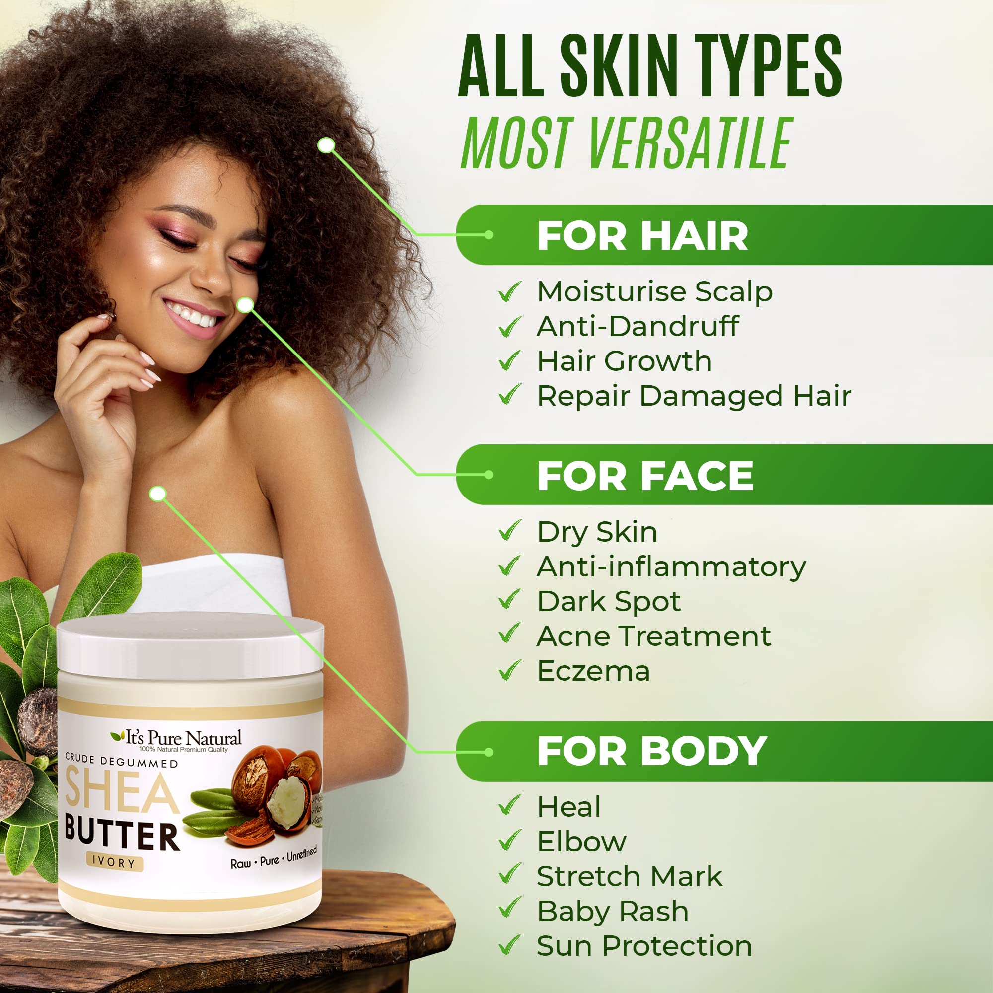 It's Pure Natural - World's First Crude Degummed African Ivory Shea Butter (64 oz) – 100% Pure & Natural Body Butter