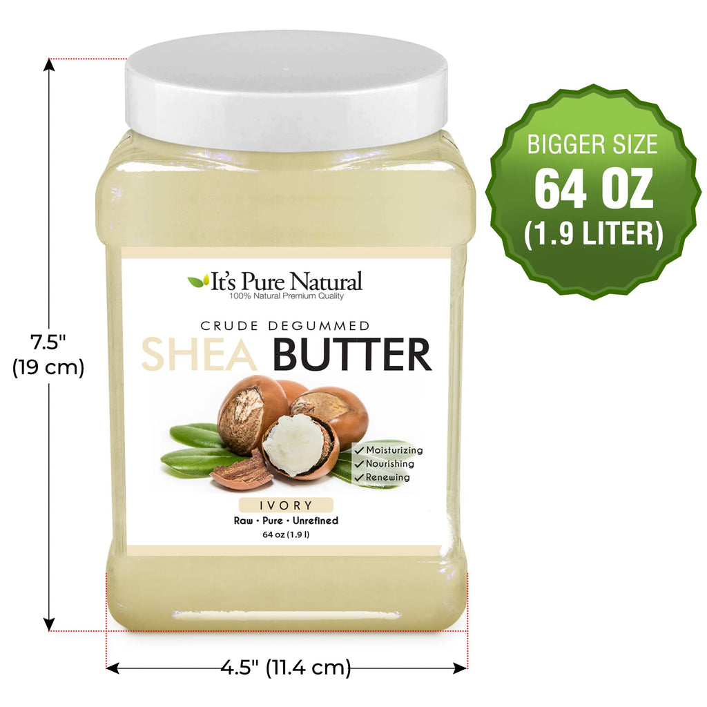 It's Pure Natural - World's First Crude Degummed African Ivory Shea Butter (64 oz) – 100% Pure & Natural Body Butter