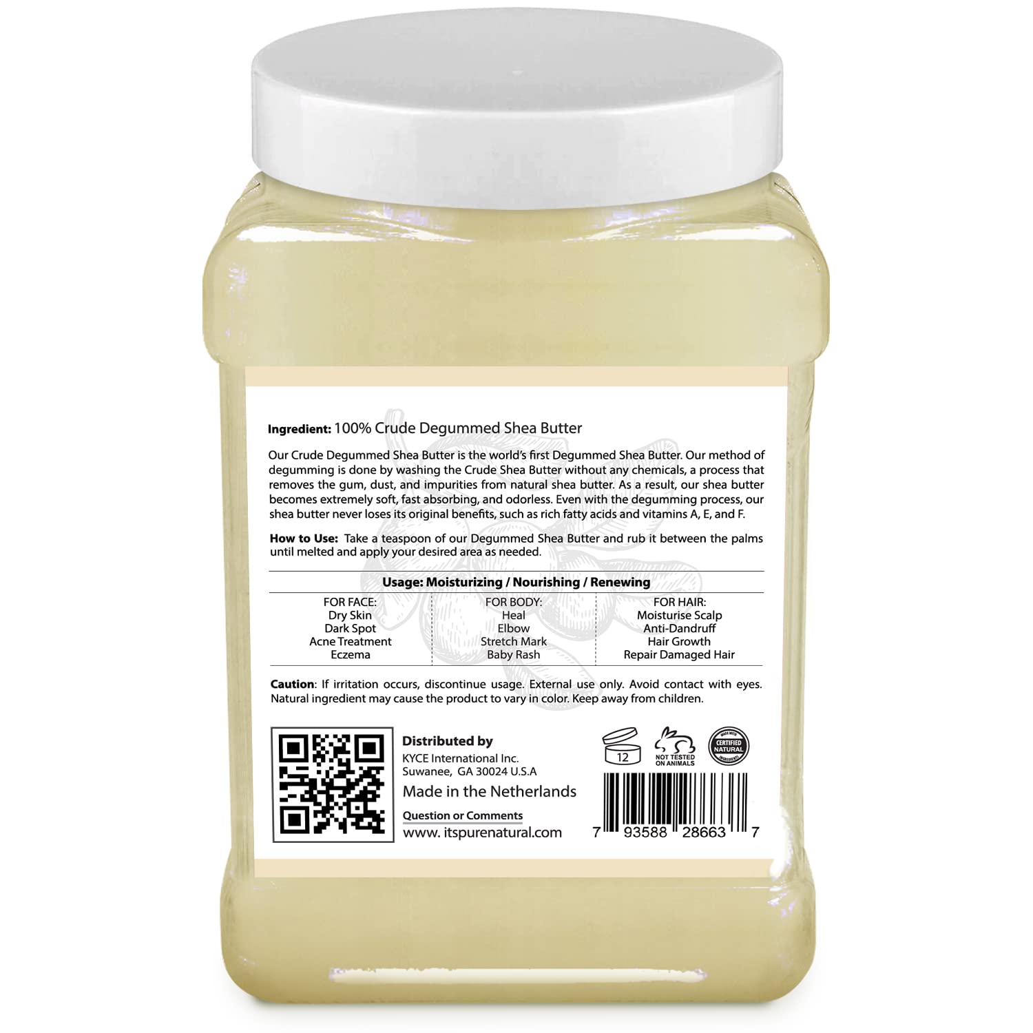 It's Pure Natural - World's First Crude Degummed African Ivory Shea Butter (64 oz) – 100% Pure & Natural Body Butter