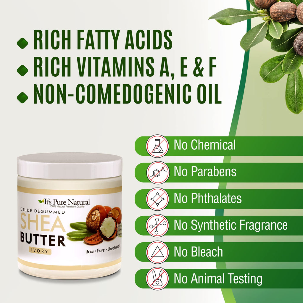 It's Pure Natural - World's First Crude Degummed African Ivory Shea Butter (64 oz) – 100% Pure & Natural Body Butter