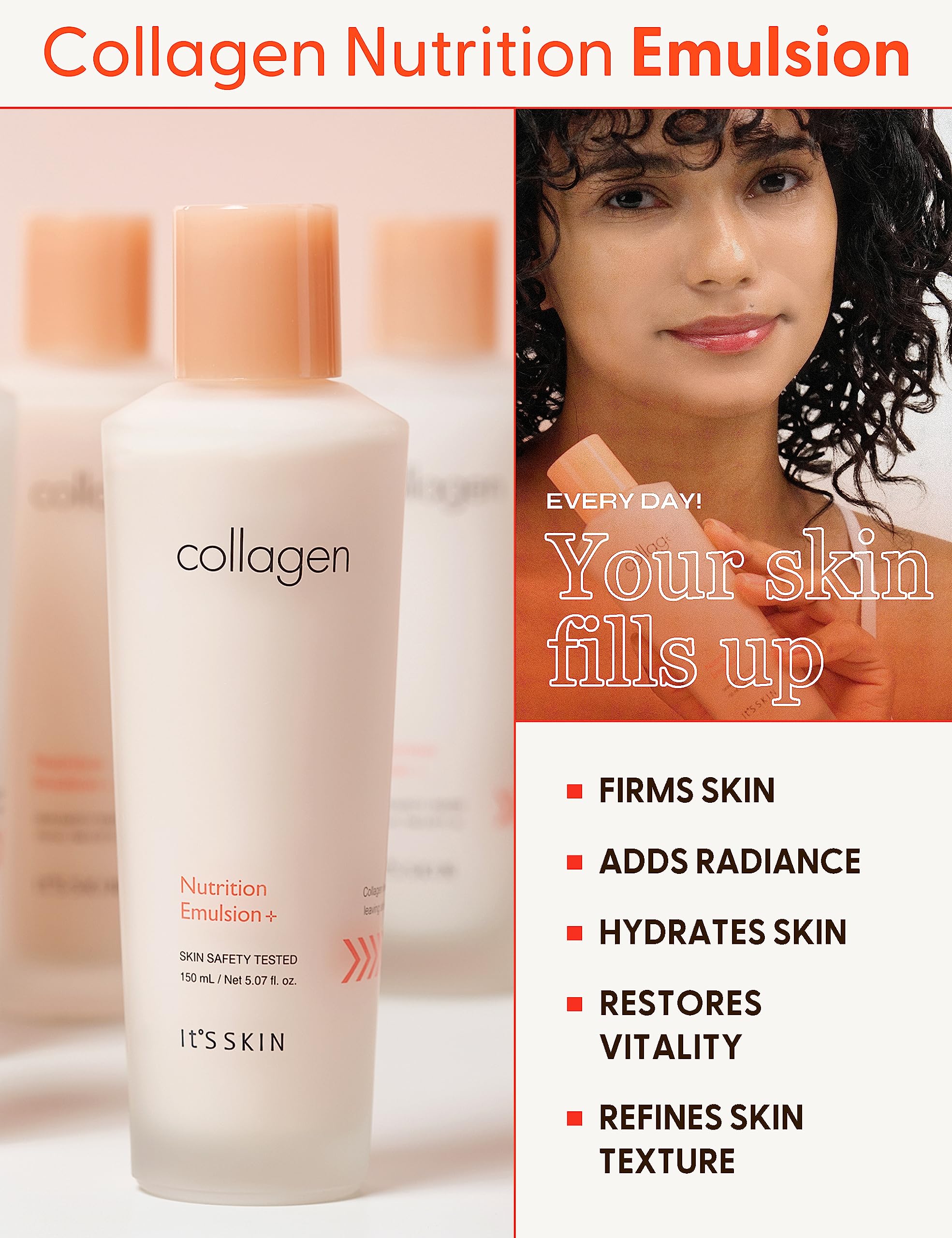 It'S SKIN Collagen Nutrition Emulsion | Marine Collagen Firming Facial Lotion, 5.07 fl. oz